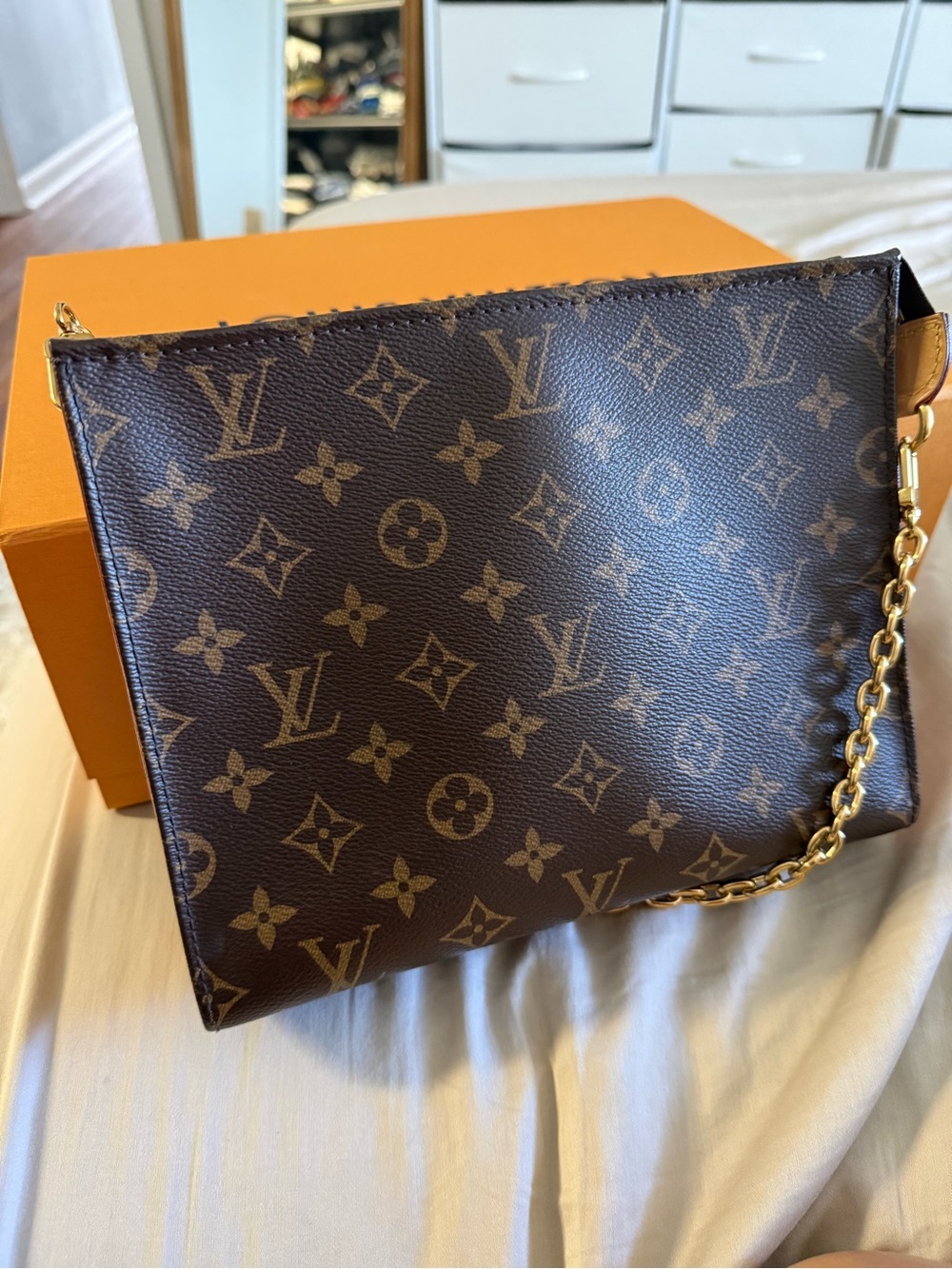 Louis Vuitton Monogram Canvas Chain Pochette - Brown